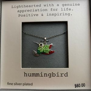Silver plated hummingbird necklace